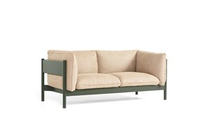 HAY - 2 pers. sofa - LINEN GRID DARK BEIGE - Flaske grøn lakeret bøg